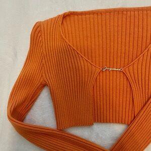 Jacquemus La maille pralu orange cardigan